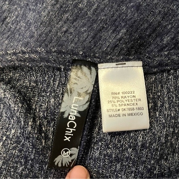 NWT LUNACHIX Heather Navy Brushed Hacci Knit Jumpsuit Size Medium - Picture 8 of 9